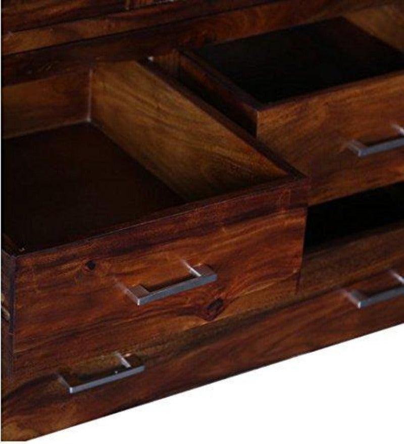 Sheesham Wood Wardrobe - open doors interior view
