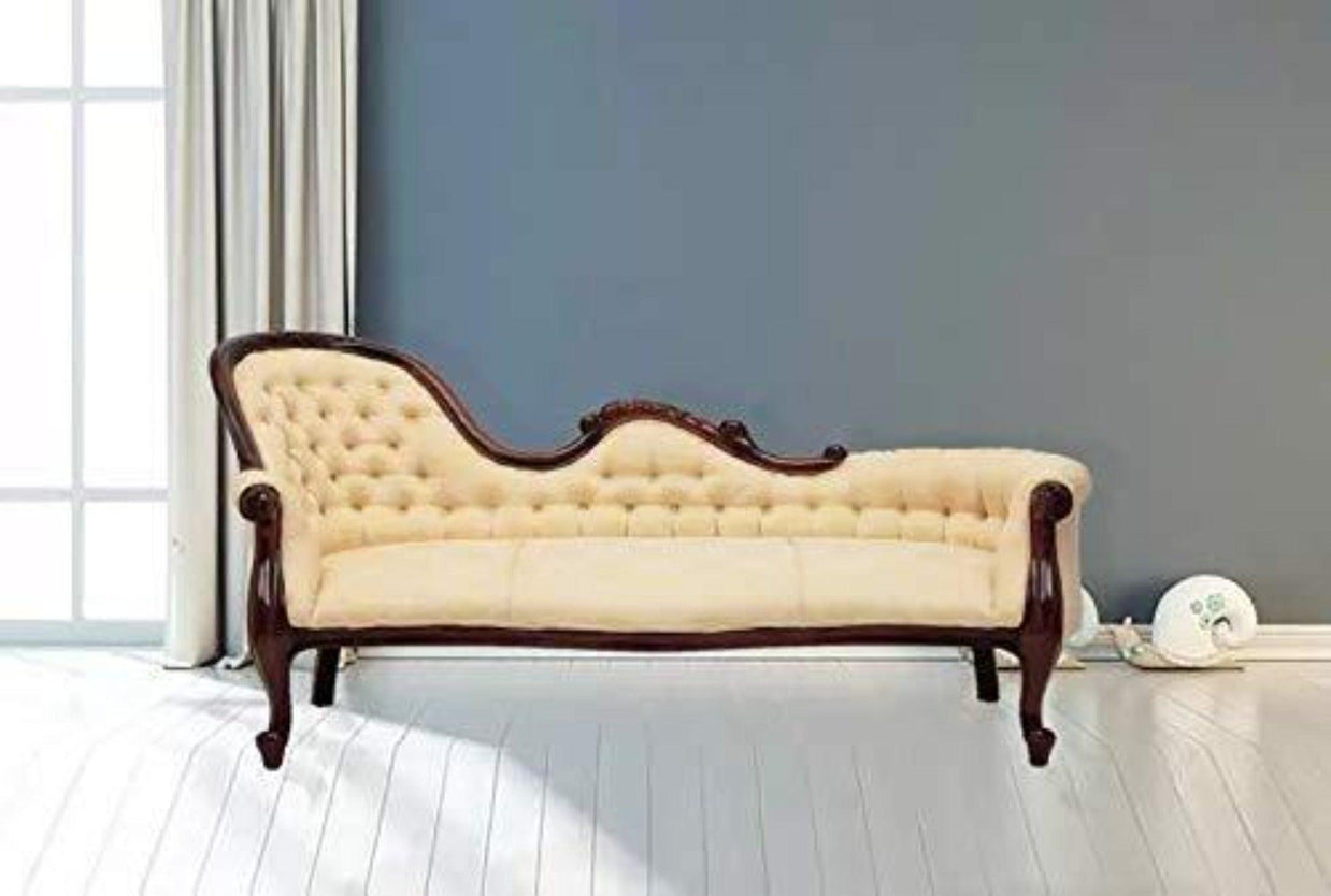 Céleste Teak Wood Chaise Lounge Settee - side view