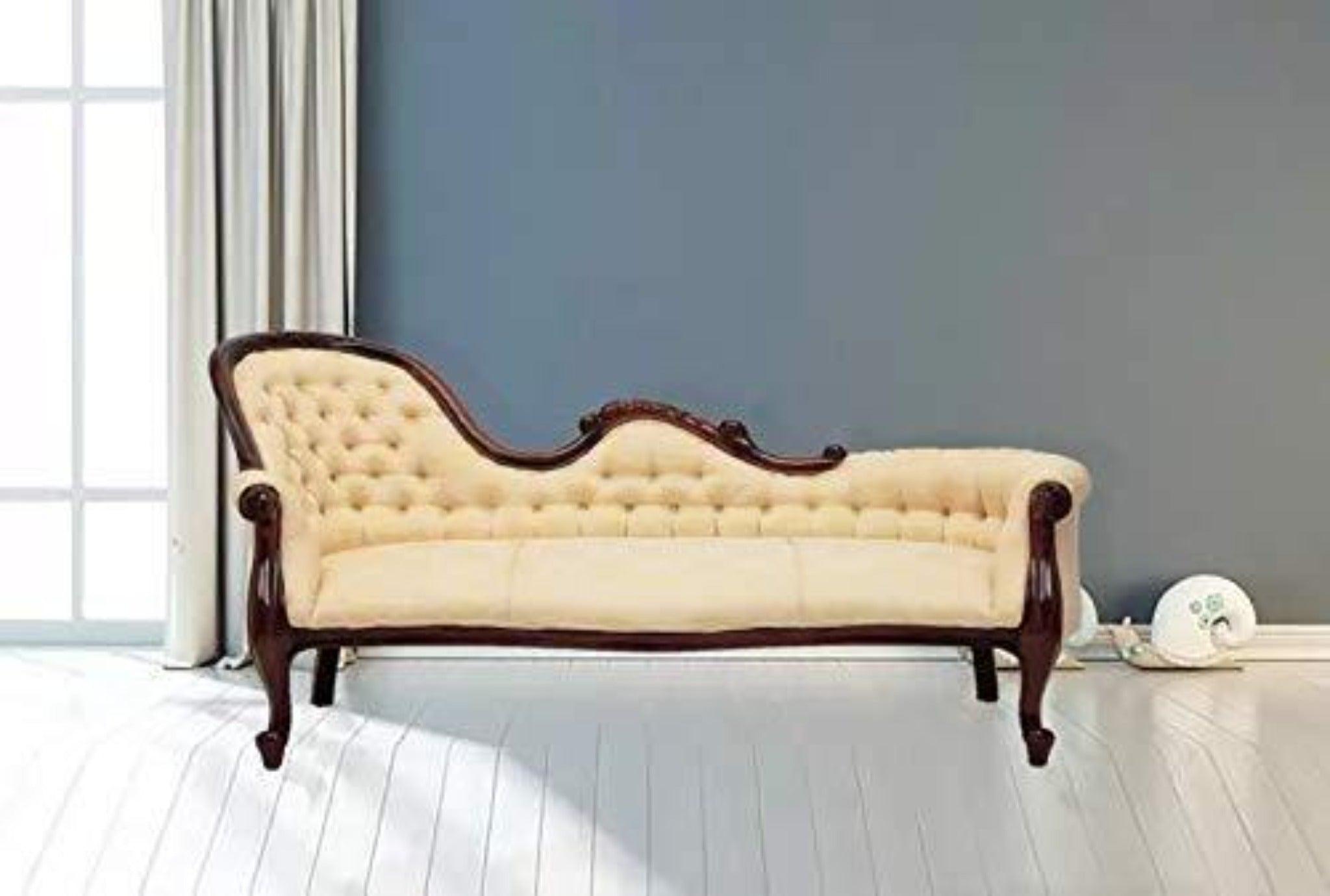 Céleste Teak Wood Chaise Lounge Settee - side view