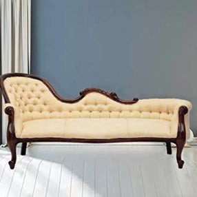 Céleste Teak Wood Chaise Lounge Settee - side view