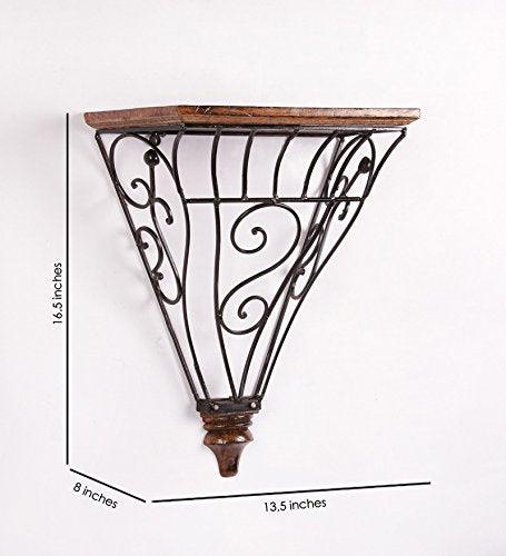 Wooden & Wrought Iron Wall Bracket - WoodenTwist