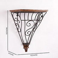 Wooden & Wrought Iron Wall Bracket - WoodenTwist