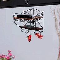 Wooden & Iron Beautiful Design Set Top Box Wall Shelf - WoodenTwist