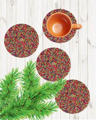 Polyster Round Coaster Set (6 PCS Set) Machine Washable Absorbent Size: 5 inch Diameter - WoodenTwist