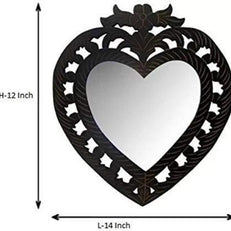 black wooden wall mirror