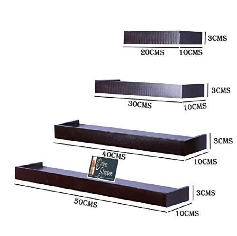 Wooden Rectangular Floating Wall Shelves set of 4 - WoodenTwist