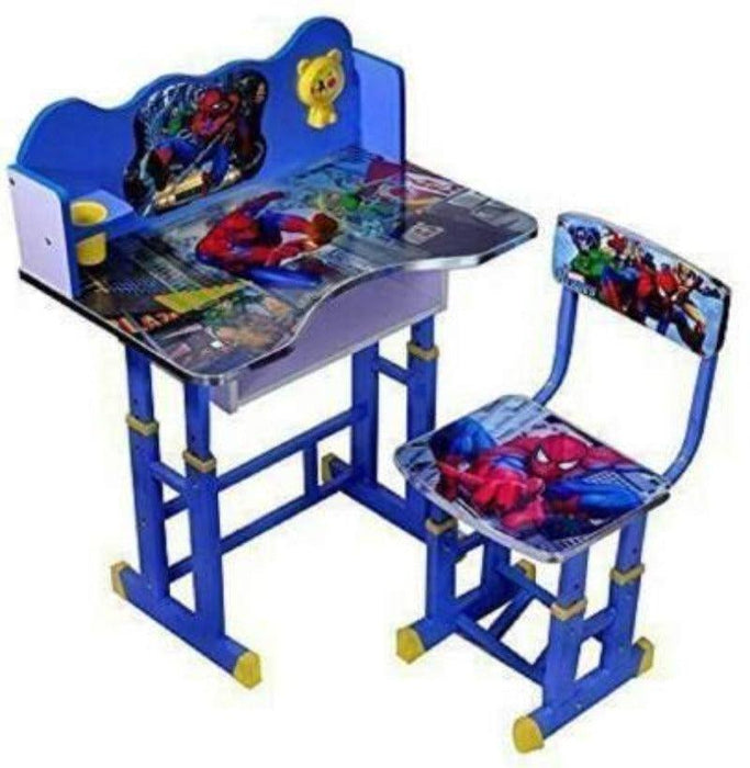 Wooden Cartoon Printed Height Adjustable Kids Study Table with Chair Set - WoodenTwist