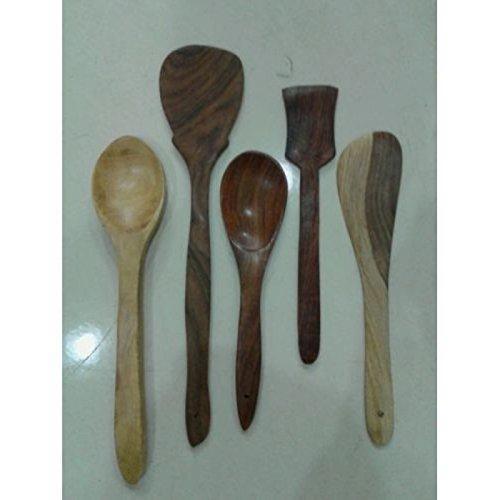 Wooden Spoon Set - Frying, Serving, Spatula, Dosa Stick & Rice Spoon