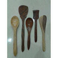 Wooden Spoon Set - Frying, Serving, Spatula, Dosa Stick & Rice Spoon
