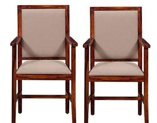 Wood Standard Arm Cushioned Comfort Back Rest Seating Chair set of 2 pcs (Sheesham Wood)