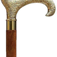 Antique Brass Design Head Handle Vintage Style Wooden Walking Cane Stick - WoodenTwist
