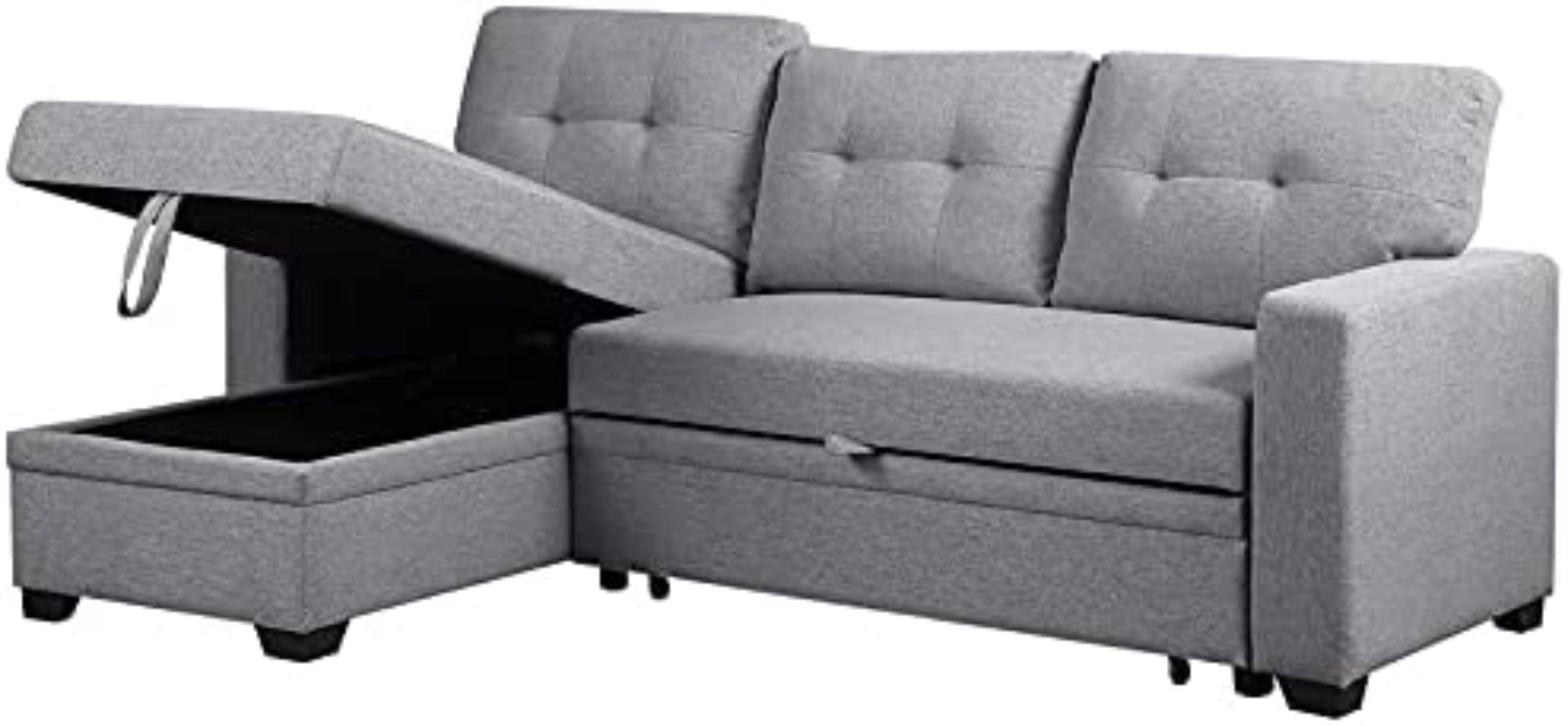 L-Shape Sectional Sleeper Sofa Cum Bed 5 Seater - WoodenTwist