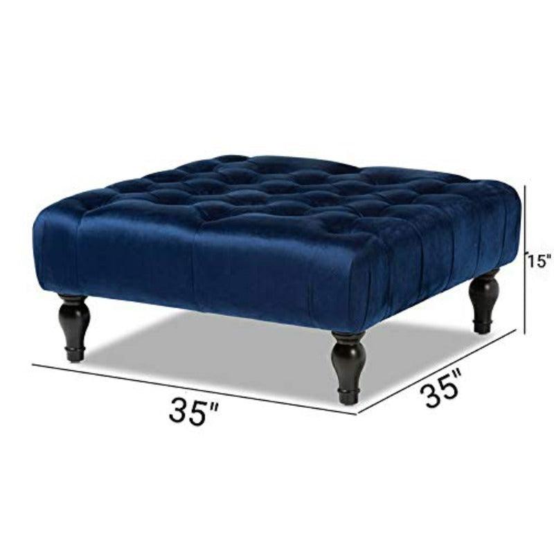 Tufted Square Velvet Bench Stool - WoodenTwist