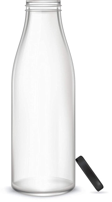 Transparent Glass Bottle Air Tight Cap Black Color - 1000 ML (Set of 6) - WoodenTwist