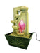 4 Step Brown Diya & Leaf Design Water Fountain with Golden LED - WoodenTwist