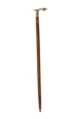 Antique Brass Design Head Handle Vintage Style Wooden Walking Cane Stick - WoodenTwist