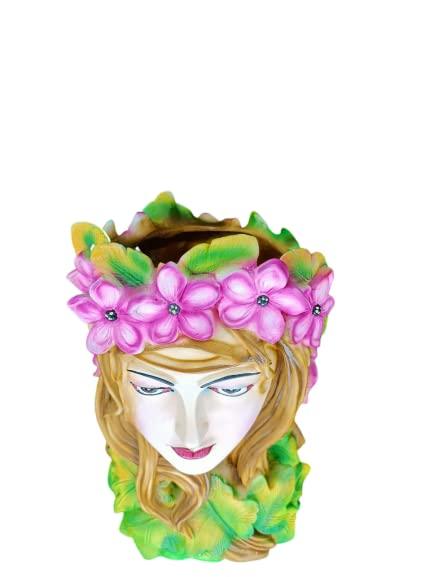 Girl Head Planters Face Tabletop Decoration Resin Flower Pot (Set of 1) - WoodenTwist