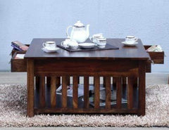 Handmade Sheesham Wood Coffee Table with 4 Drawers - WoodenTwist