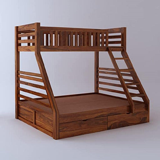 Wooden Bunk Bed Sheesham In Natural Finish ( Brown ) - WoodenTwist
