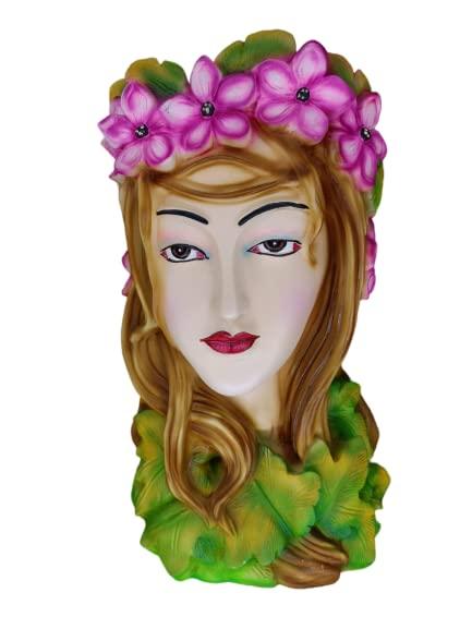 Girl Head Planters Face Tabletop Decoration Resin Flower Pot (Set of 1) - WoodenTwist
