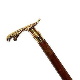 Antique Brass Design Head Handle Vintage Style Wooden Walking Cane Stick - WoodenTwist