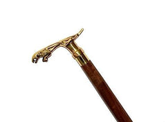 Antique Brass Design Head Handle Vintage Style Wooden Walking Cane Stick - WoodenTwist