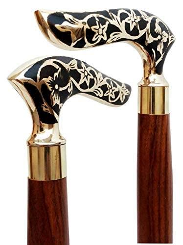Buy Antique Brass Design Head Handle Vintage Style Wooden Walking Cane  Stick Online at Woodentwist — WoodenTwist