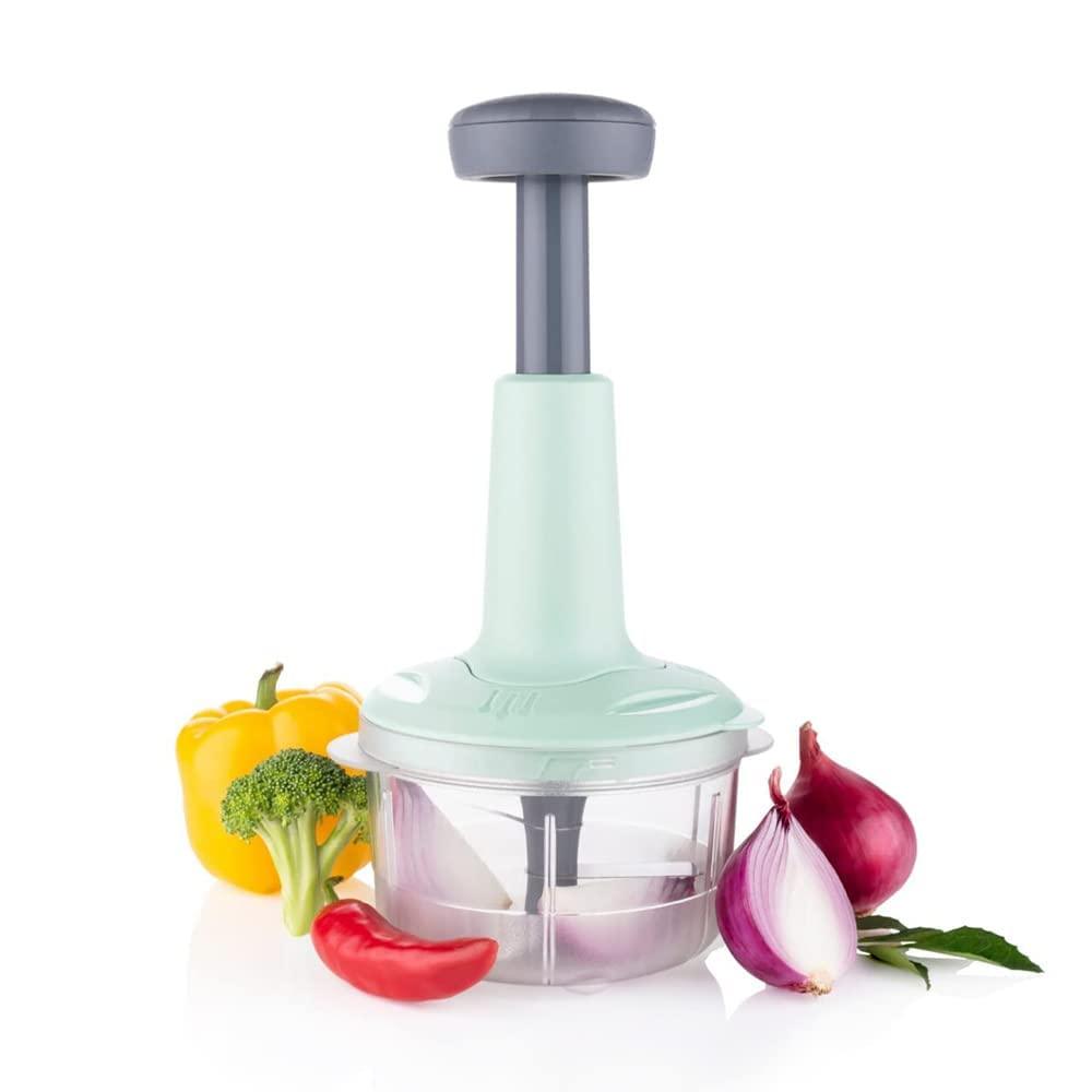 Food Chopper 650 ml, Steel Large Manual Hand-Press Vegetable Chopper Mixer