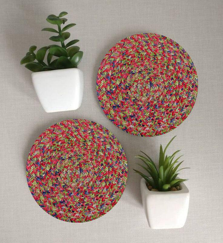 Round Coaster Set (6 PCS Set) Machine Washable Absorbent Size: 5 inch Diameter - WoodenTwist