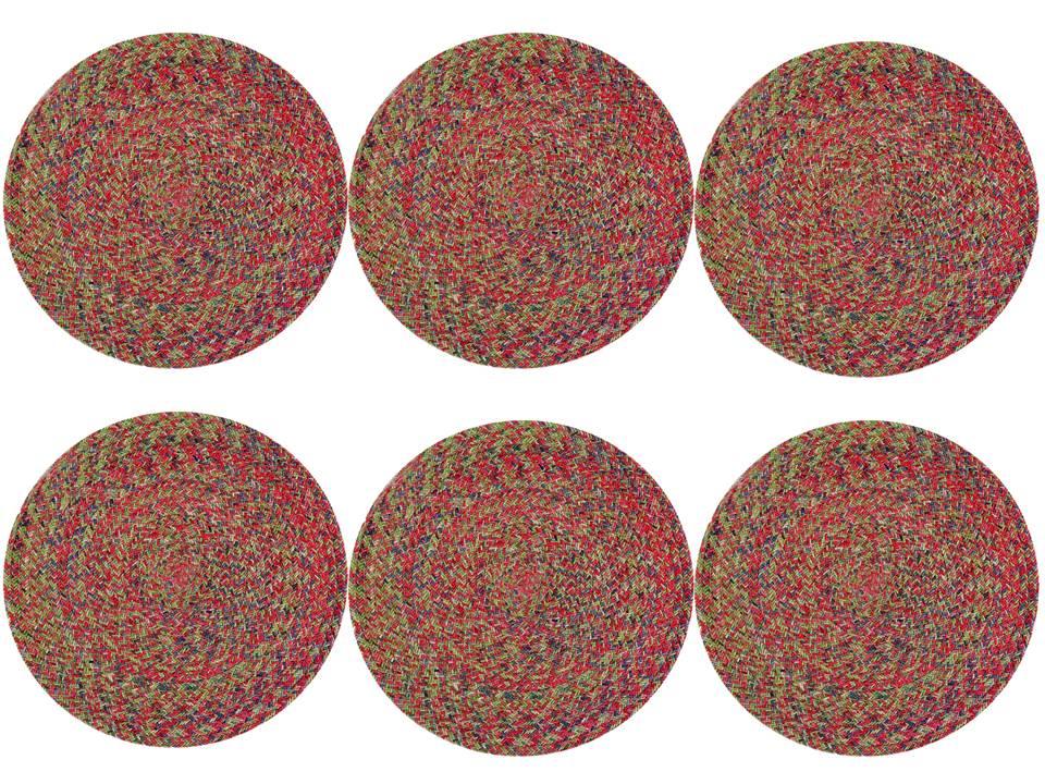 Polyster Round Coaster Set (6 PCS Set) Machine Washable Absorbent Size: 5 inch Diameter - WoodenTwist