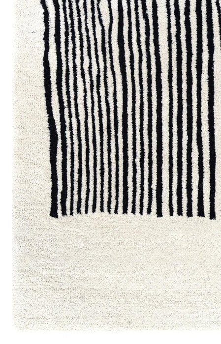 Monochrome Wool Rug Runner for Bedroom/Living Area/Home with Anti Slip Backing - WoodenTwist