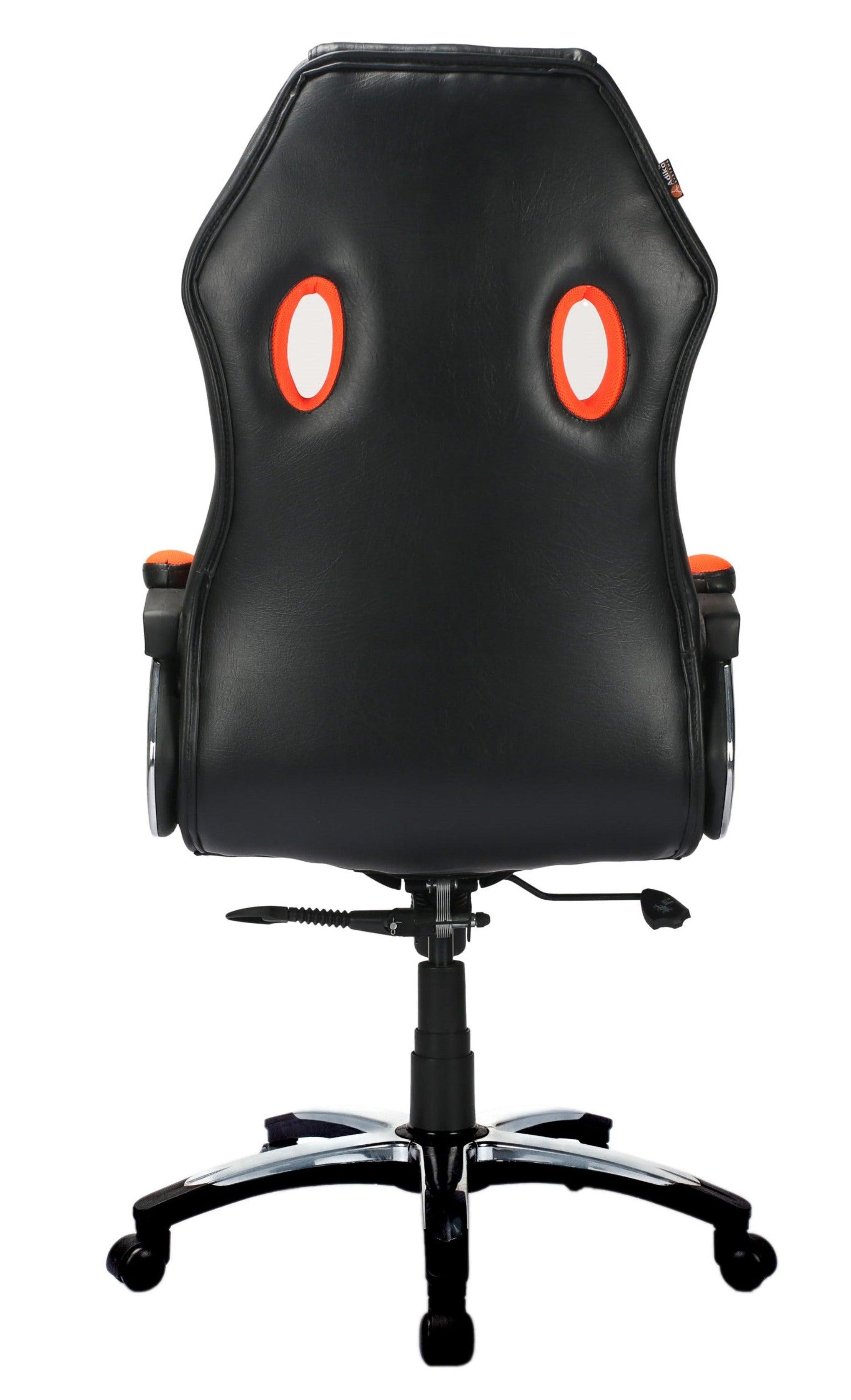 High Back Slim Designer Gaming Chair Black / Orange - WoodenTwist