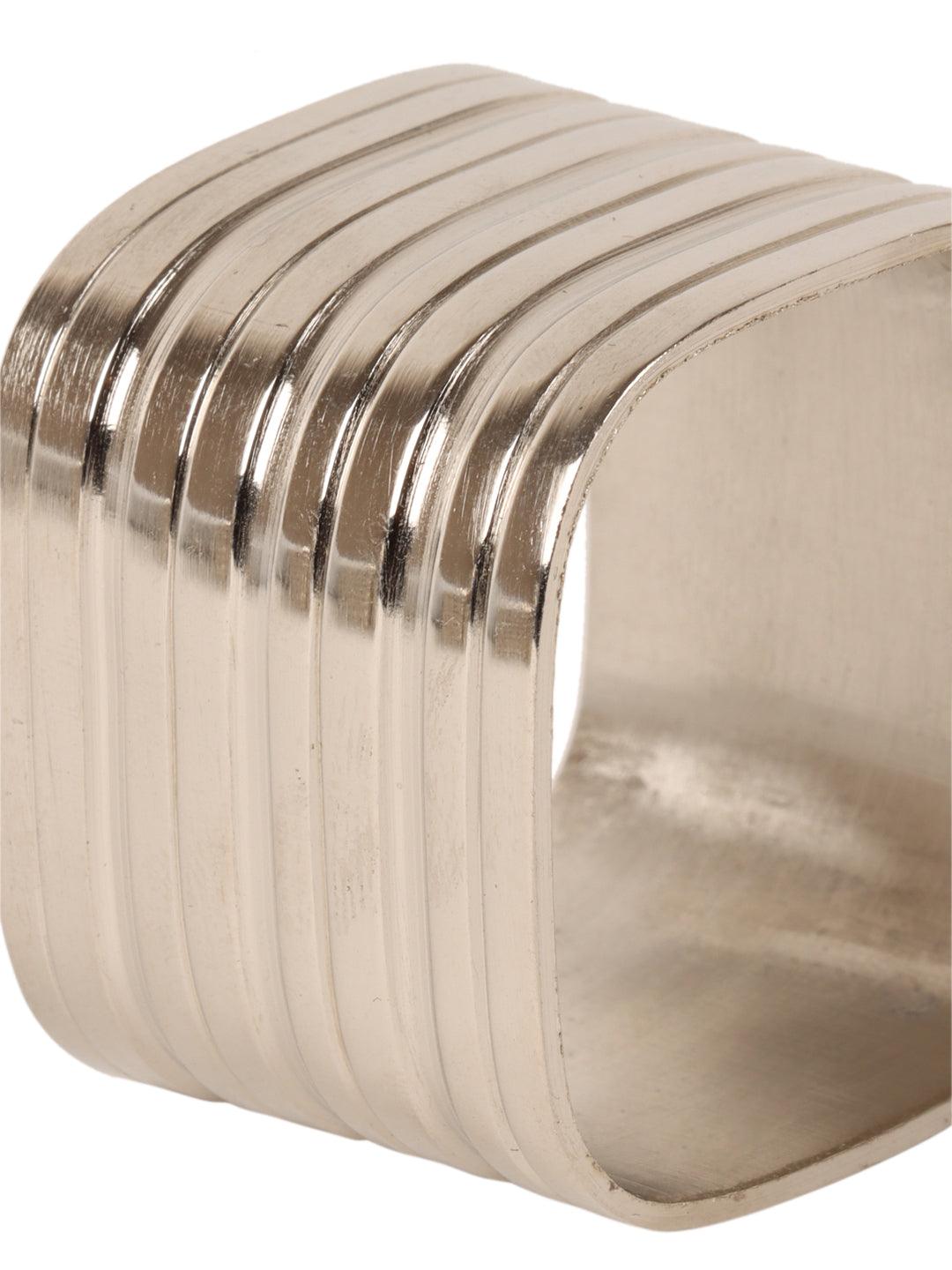 Silver Square Napking RIng (Set of 6) - WoodenTwist