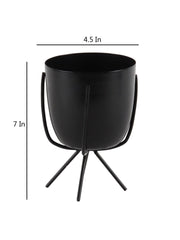 Black Metal Planter with Stand (Set of 2) - WoodenTwist