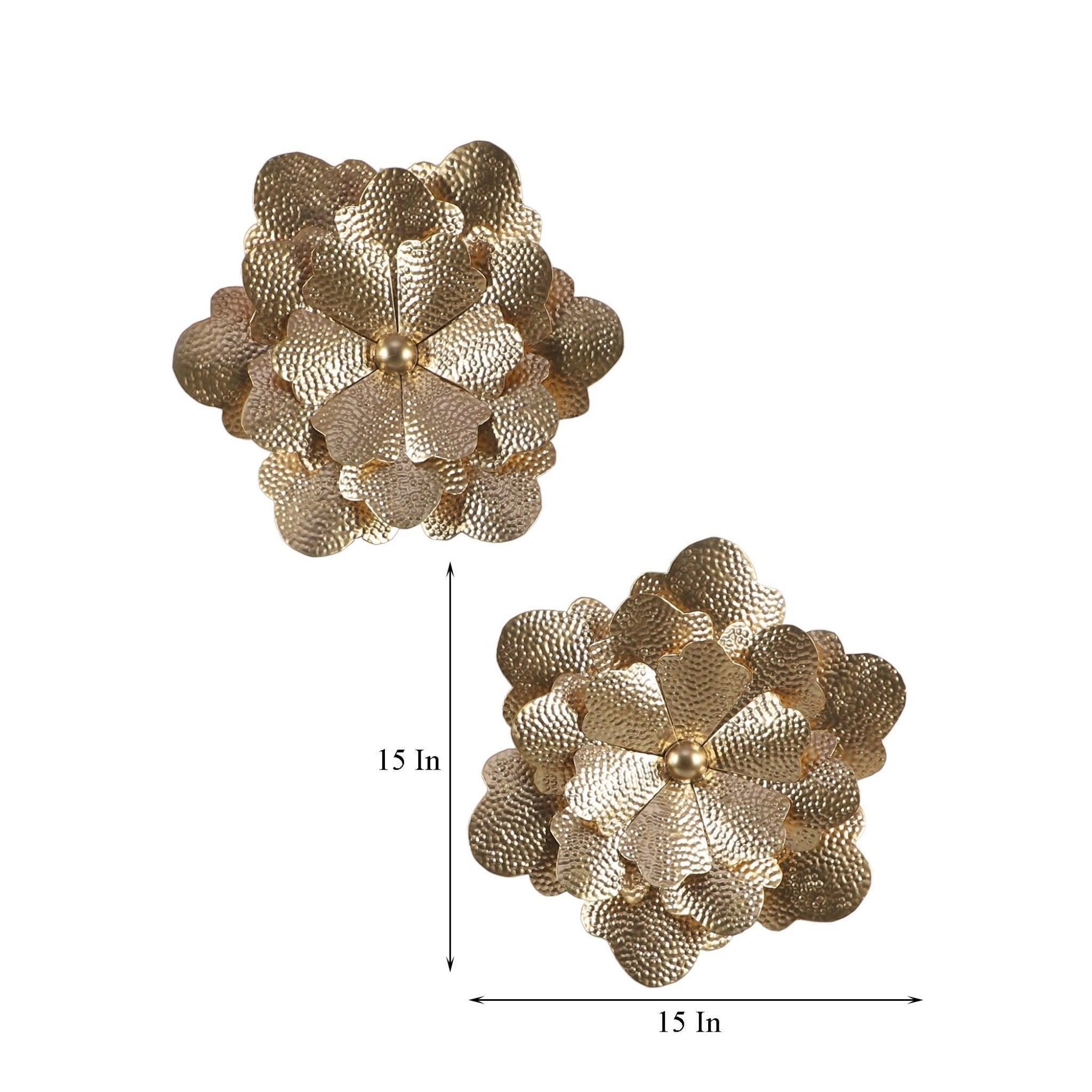 Hammered Flower Wall Décor Set of 2 - WoodenTwist