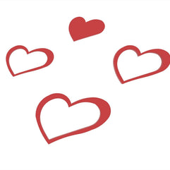 Decals Design Hearts Wooden Wall Sticker (Red) - WoodenTwist
