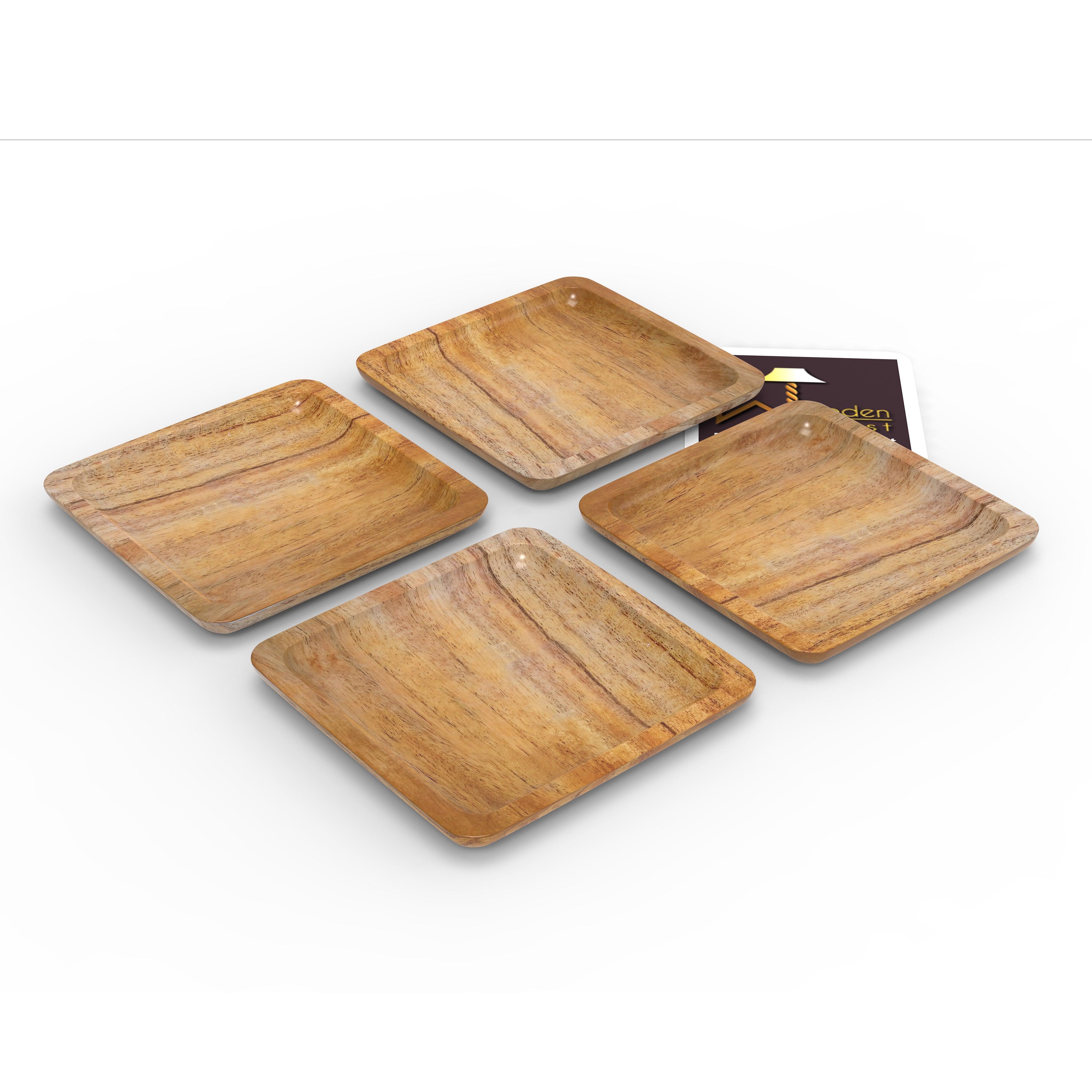 Wooden Serving Tray Plate (Set of 4) - Main Image