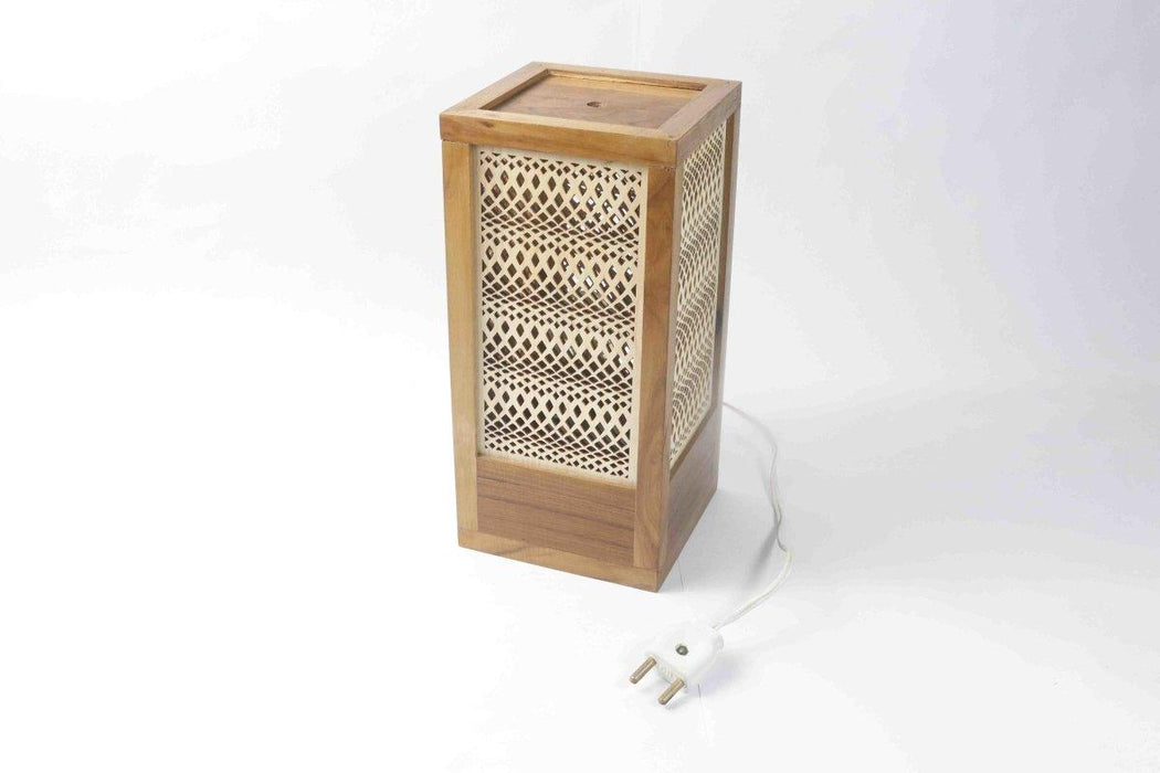 Teak Wood Lamp with Pine Wood Jaali - WoodenTwist