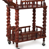 Juniper Cyprus Sheesham Wood Serving Trolley, Brown - wheels detail