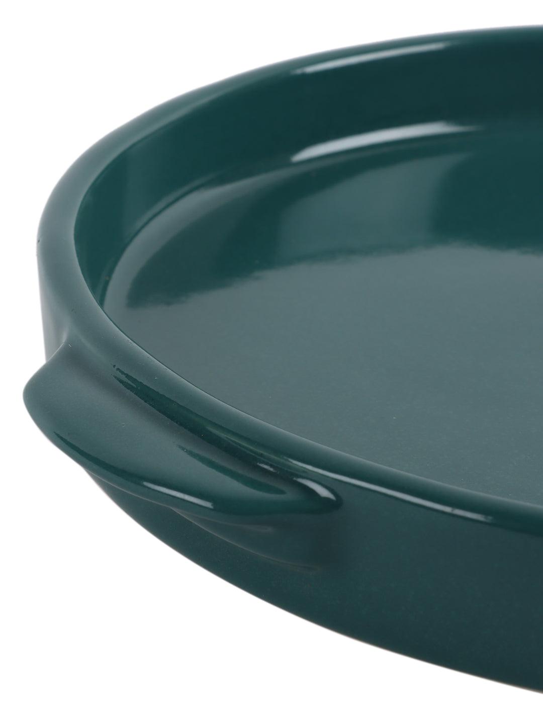 Green Ceramic Bakeware Dish with Handle - WoodenTwist