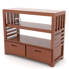 Wooden Twist Pierce Mango Wood TV Unit - Honey Finish, side view