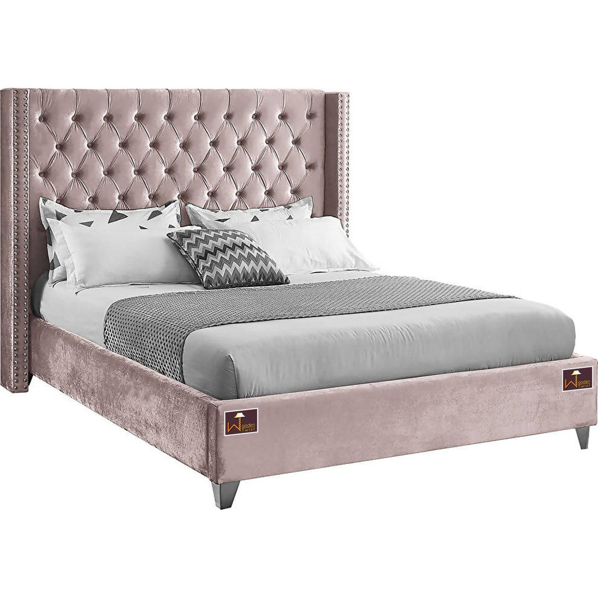 Upholstered Wingback Queen Bed Frame