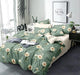 Glace Cotton Double Bedsheet with 2 Pillow Covers (Green Flower) - WoodenTwist