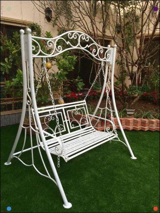 Modern Antique White Design Swing Garden & Balcony Swing, Hammock, Jhoola (Two Seater) - WoodenTwist
