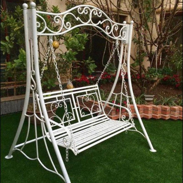 Modern Antique White Design Swing Garden & Balcony Swing, Hammock, Jhoola (Two Seater) - WoodenTwist