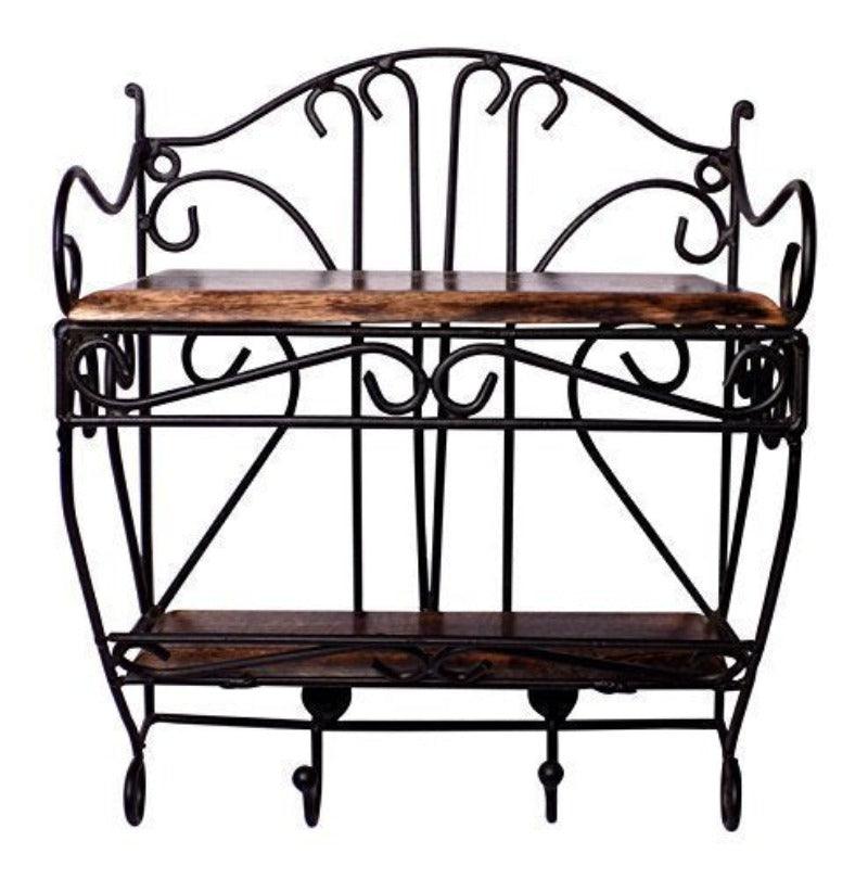 Wooden & Iron Beautiful Design Set Top Box Wall Shelf - WoodenTwist