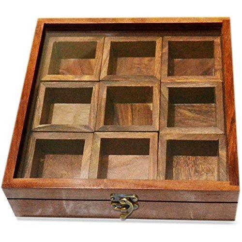 Wooden Spice Box Container - Spice Masala Box Holder in kitchen setting