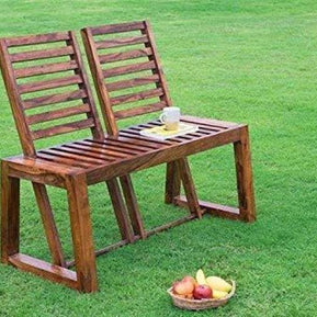 Wooden Moveable 2 Seater Patio Chairs (Sheesham Wood) - WoodenTwist