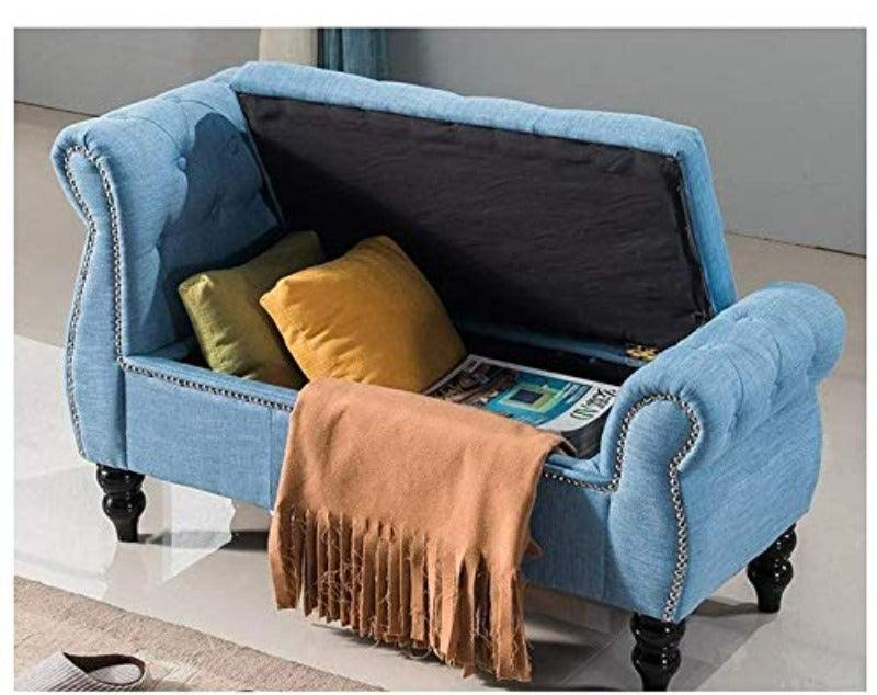 Upholstered Tufted Storage Bench Sofa Footstool Bed End Table for Living Room Bedroom - WoodenTwist