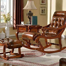 Wooden Royal Carved Rocking Chair With foot Rest - WoodenTwist